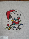 C-ON-03-Snoopy in Santa Suit Tangled in Lights