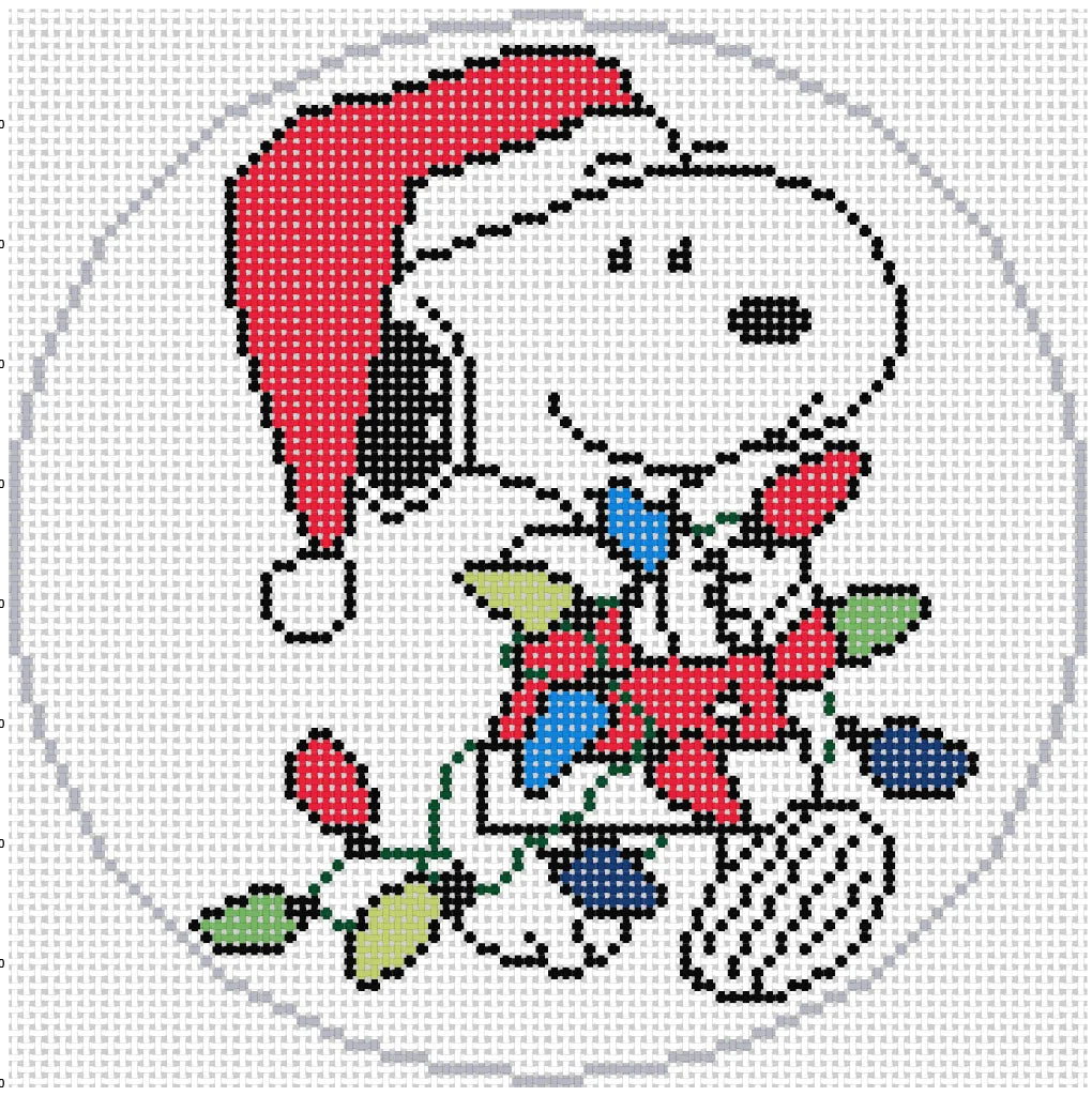 Snoopy in Santa Suit Tangled in Lights